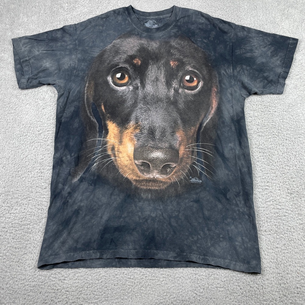 The Mountain Dachshund T-Shirt Mens XL Gray Tie Dye Dog Face Graphic Tee 2011